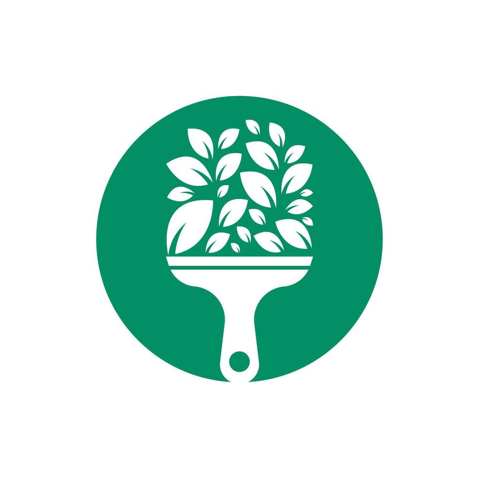 Malen Sie den Blatt-Logo-Symbolvektor. Pflanzenpinsel-Vektor-Logo malen. Garten renovieren Vektor-Logo-Konzept. vektor