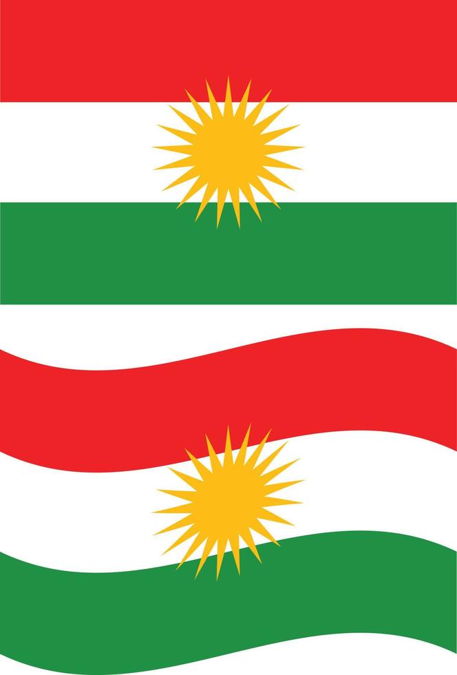 Kurdistan-Flagge. Abbildung der kurdischen Flagge. kurdistan schwenkende flagge. flacher Stil. vektor