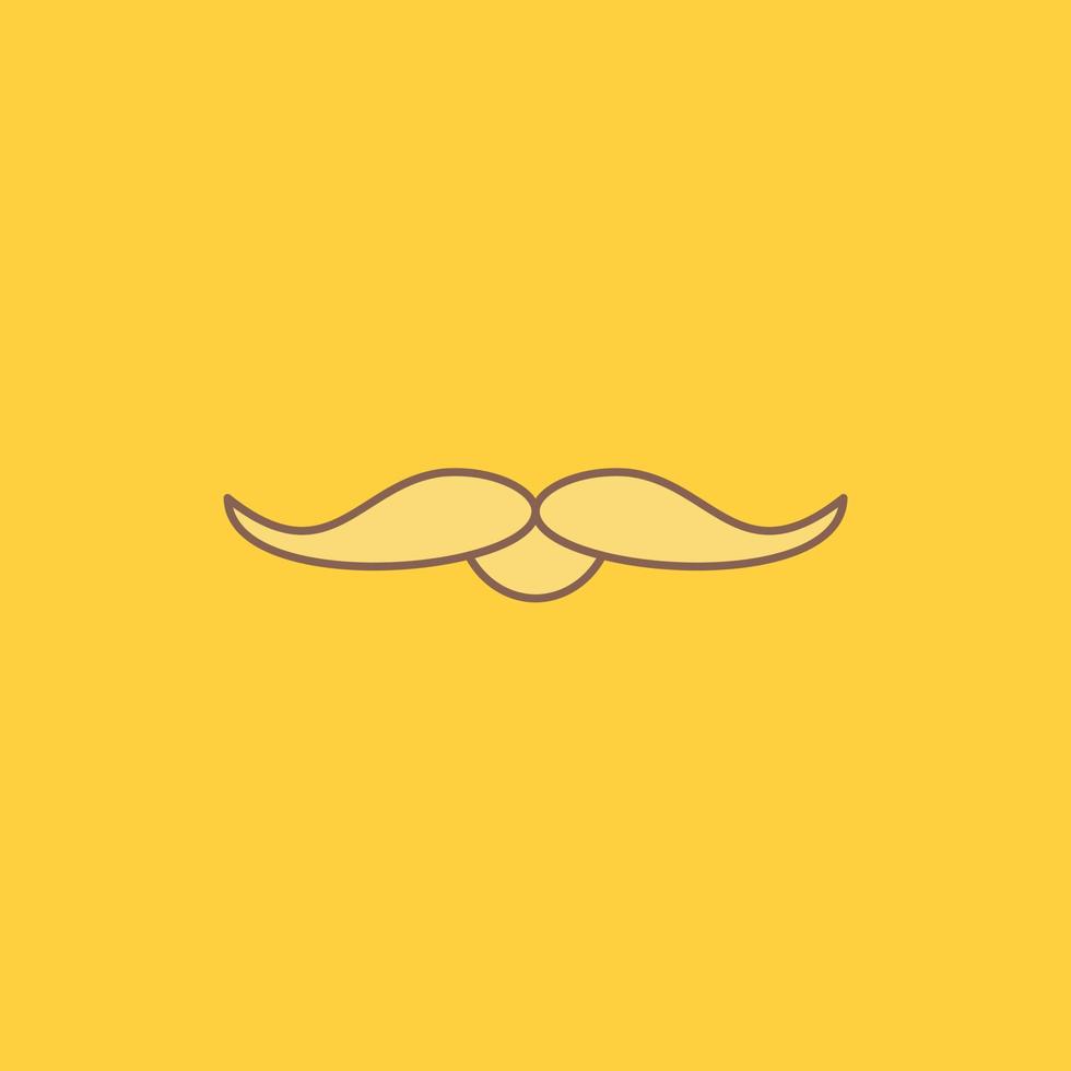 mustasch. hipster. flyttar. manlig. män platt linje fylld ikon. skön logotyp knapp över gul bakgrund för ui och ux. hemsida eller mobil Ansökan vektor