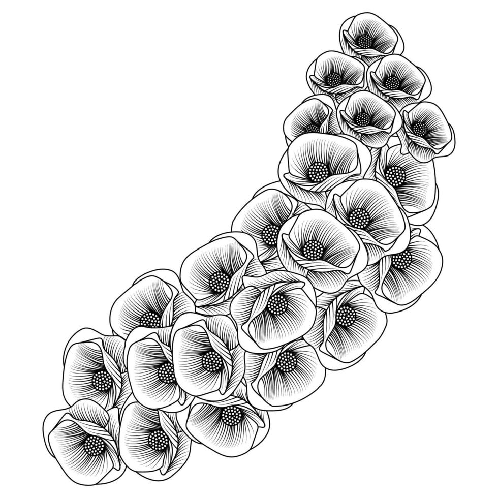 vallmo blommor blomma färg bok sida linje konst design av vektor grafisk design