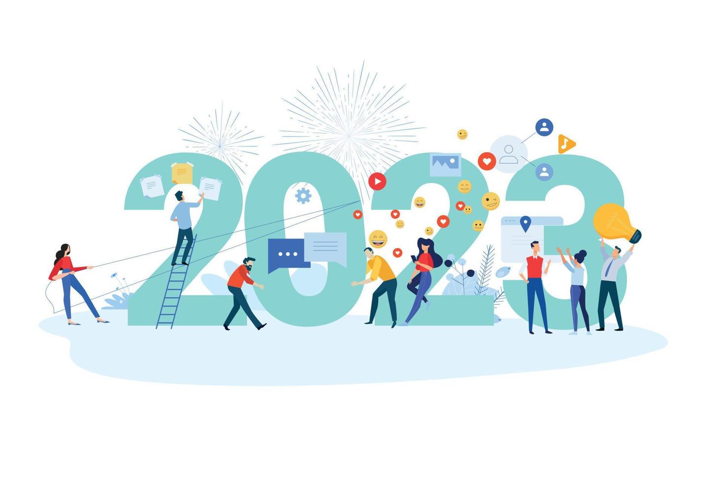 2023 glad jul och Lycklig ny år. vektor illustration begrepp för bakgrund, hälsning kort, fest inbjudan kort, hemsida baner, social media baner, marknadsföring material.