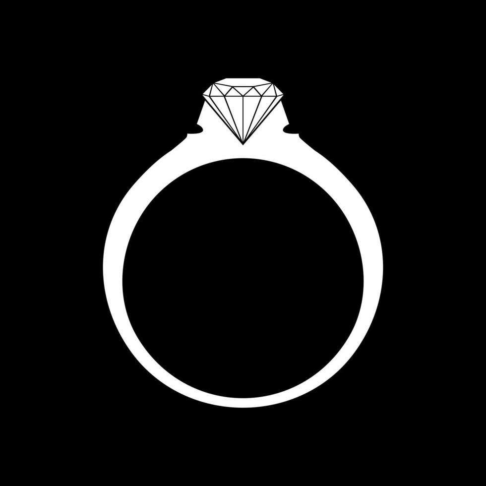 Ring-Diamant-Silhouette für Verlobte und Ehesymbol und für Logo, Piktogramm oder Grafikdesign-Element. Vektor-Illustration vektor