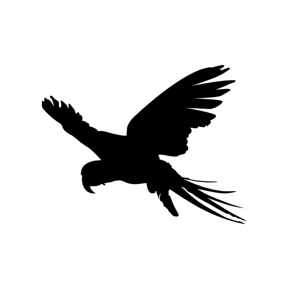 Fliegender Ara-Vogelschattenbild für Logo, Piktogramm, Kunstillustration, Website oder Grafikdesignelement. Vektor-Illustration vektor