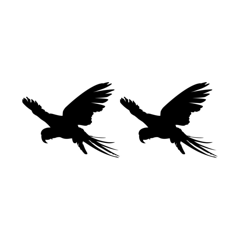 fliegendes Paar der Ara-Vogelsilhouette für Logo, Piktogramm, Kunstillustration, Website oder Grafikdesignelement. Vektor-Illustration vektor