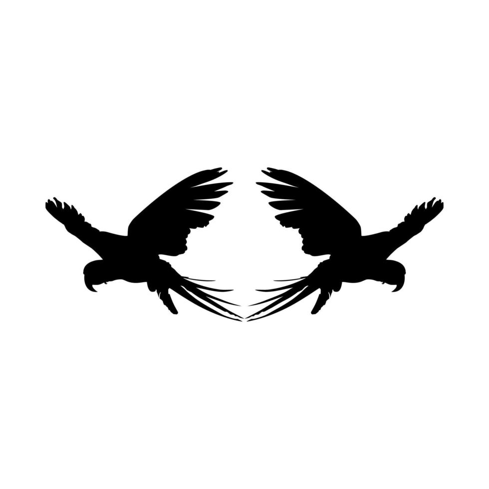 fliegendes Paar der Ara-Vogelsilhouette für Logo, Piktogramm, Kunstillustration, Website oder Grafikdesignelement. Vektor-Illustration vektor