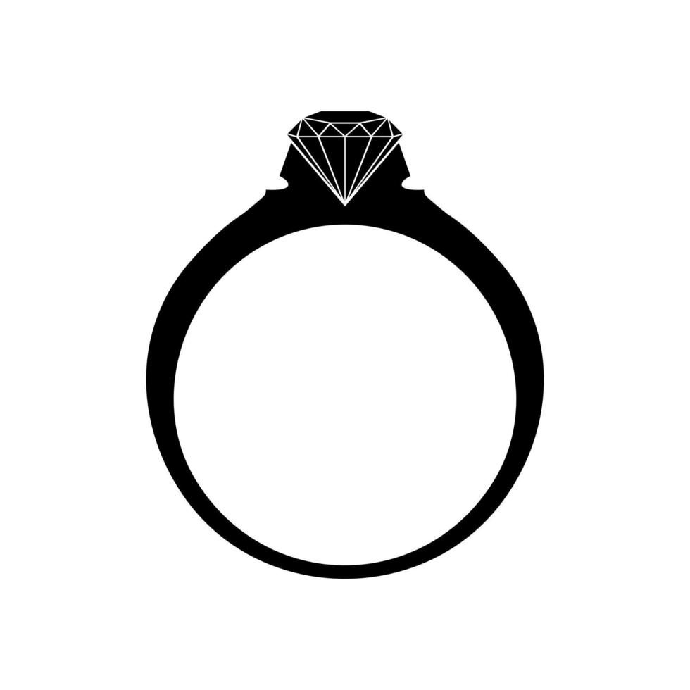 Ring-Diamant-Silhouette für Verlobte und Ehesymbol und für Logo, Piktogramm oder Grafikdesign-Element. Vektor-Illustration vektor