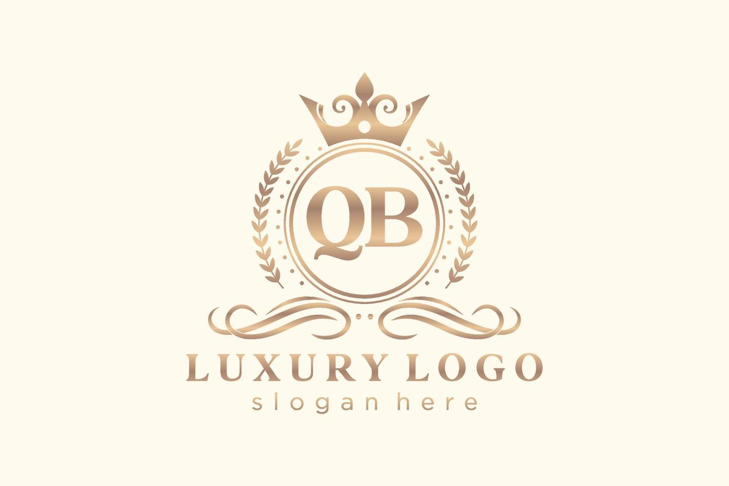 Royal Luxury Logo-Vorlage mit anfänglichem qb-Buchstaben in Vektorgrafiken für Restaurant, Lizenzgebühren, Boutique, Café, Hotel, Heraldik, Schmuck, Mode und andere Vektorillustrationen. vektor