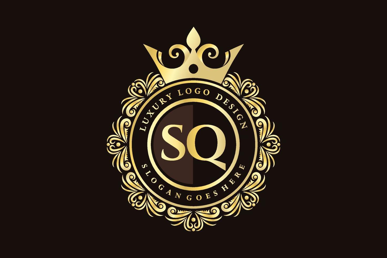 sq anfangsbuchstabe gold kalligrafisch feminin floral handgezeichnet heraldisch monogramm antik vintage stil luxus logo design premium vektor