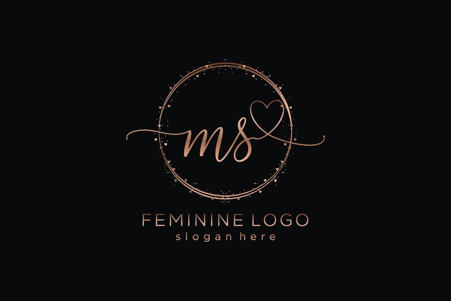 första Fröken handstil logotyp med cirkel mall vektor logotyp av första bröllop, mode, blommig och botanisk med kreativ mall.