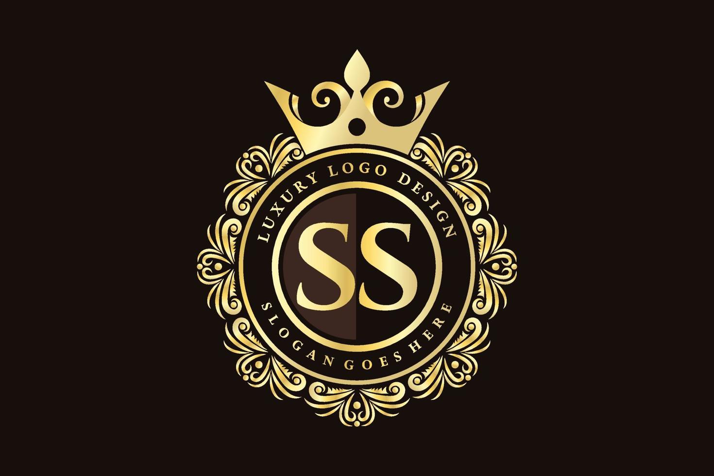 ss anfangsbuchstabe gold kalligraphisch feminin floral handgezeichnet heraldisch monogramm antik vintage stil luxus logo design premium vektor