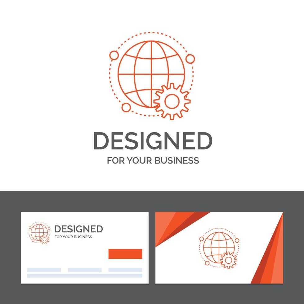 företag logotyp mall för ansluten. uppkopplad. värld. klot. multiplayer. orange besöker kort med varumärke logotyp mall vektor