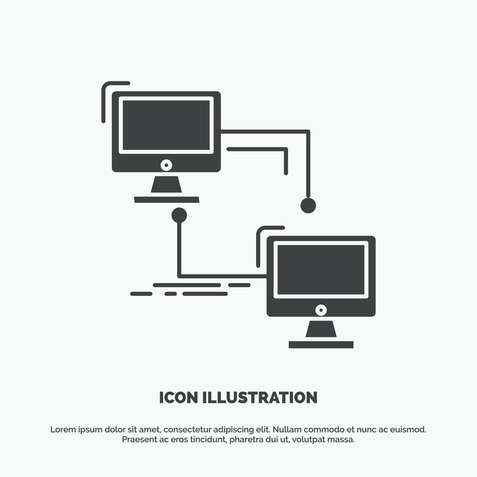 lokal. lan. Verbindung. synchronisieren. Computersymbol. Glyphenvektor graues Symbol für ui und ux. Website oder mobile Anwendung vektor