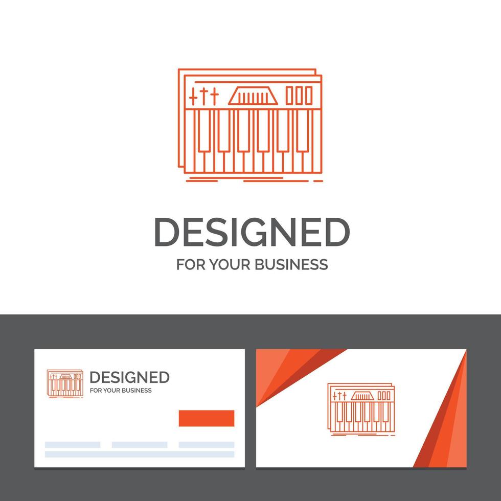 Business-Logo-Vorlage für Controller. Klaviatur. Schlüssel. Midi. Klang. orange visitenkarten mit markenlogo-vorlage vektor