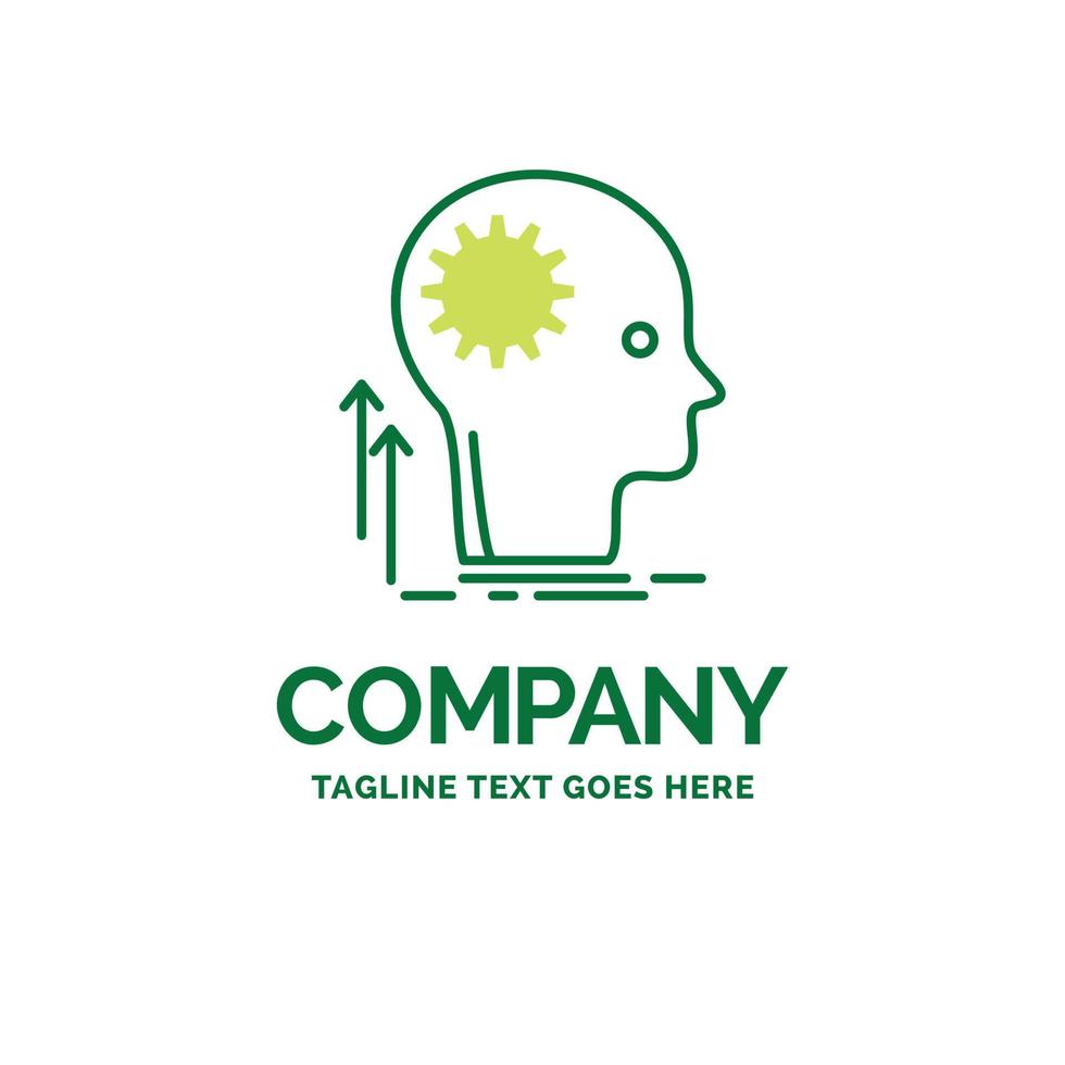 Geist. kreativ. Denken. Idee. Brainstorming flache Business-Logo-Vorlage. kreatives grünes markendesign. vektor