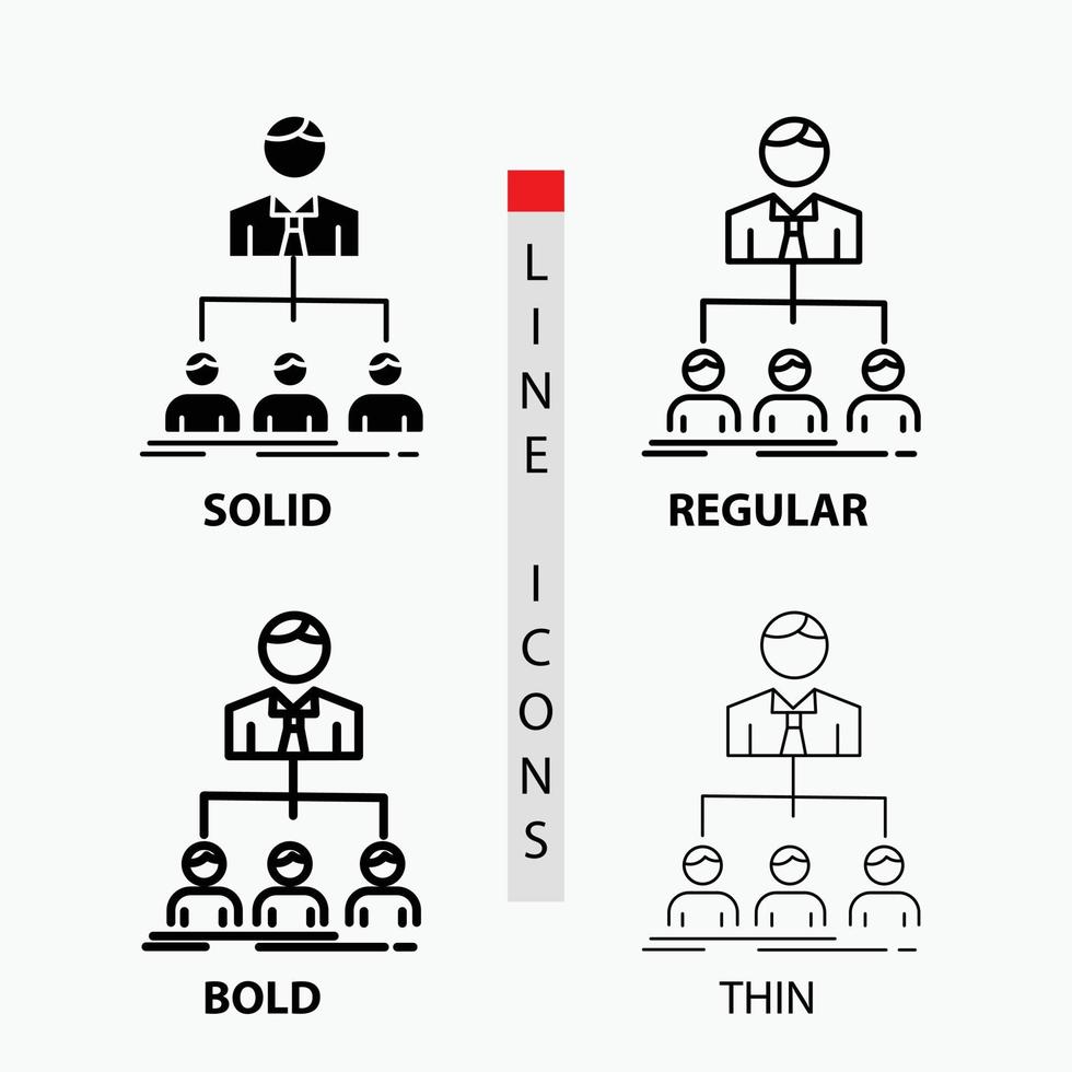Mannschaft. Zusammenarbeit. Organisation. Gruppe. Firmensymbol in dünn. regulär. fette Linie und Glyphenstil. Vektor-Illustration vektor