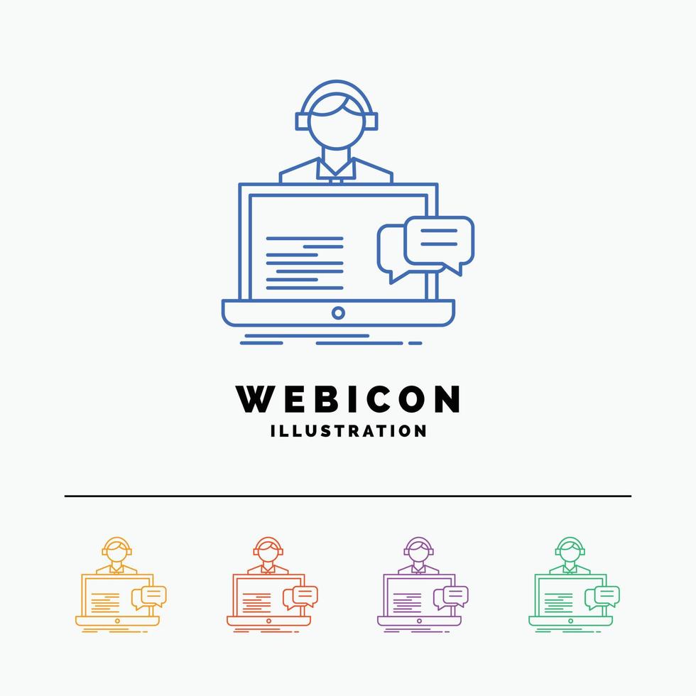 Unterstützung. Plaudern. Kunde. Service. Hilfe 5 Farblinie Web-Icon-Vorlage isoliert auf weiss. Vektor-Illustration vektor