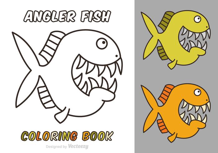 Gratis Cartoon Angler Fish Vector Coloring Book