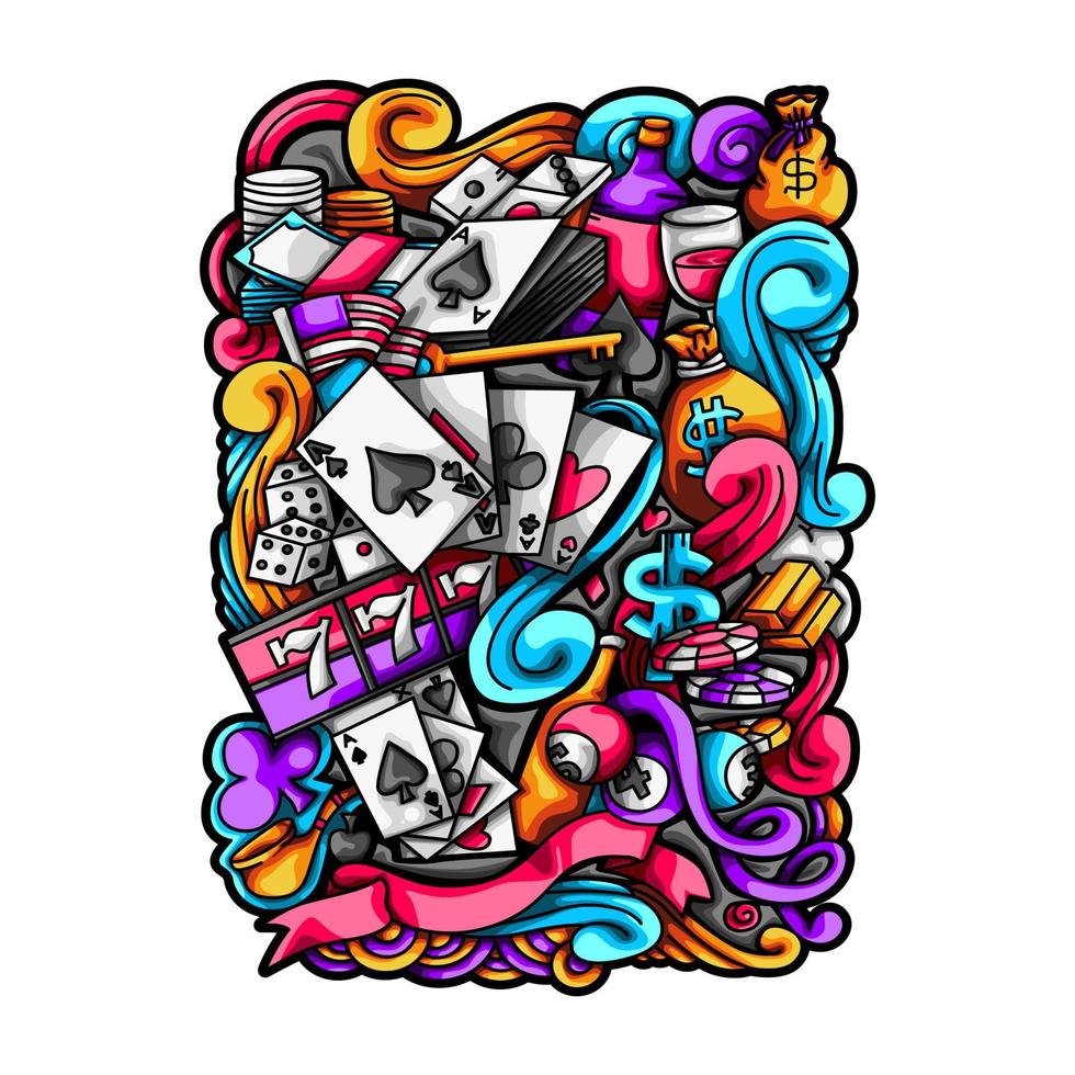 Casino-Doodle-Vektor-Design-Illustration vektor