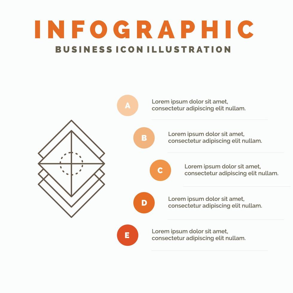 ordna. design. skikten. stack. lager infographics mall för hemsida och presentation. linje grå ikon med orange infographic stil vektor illustration
