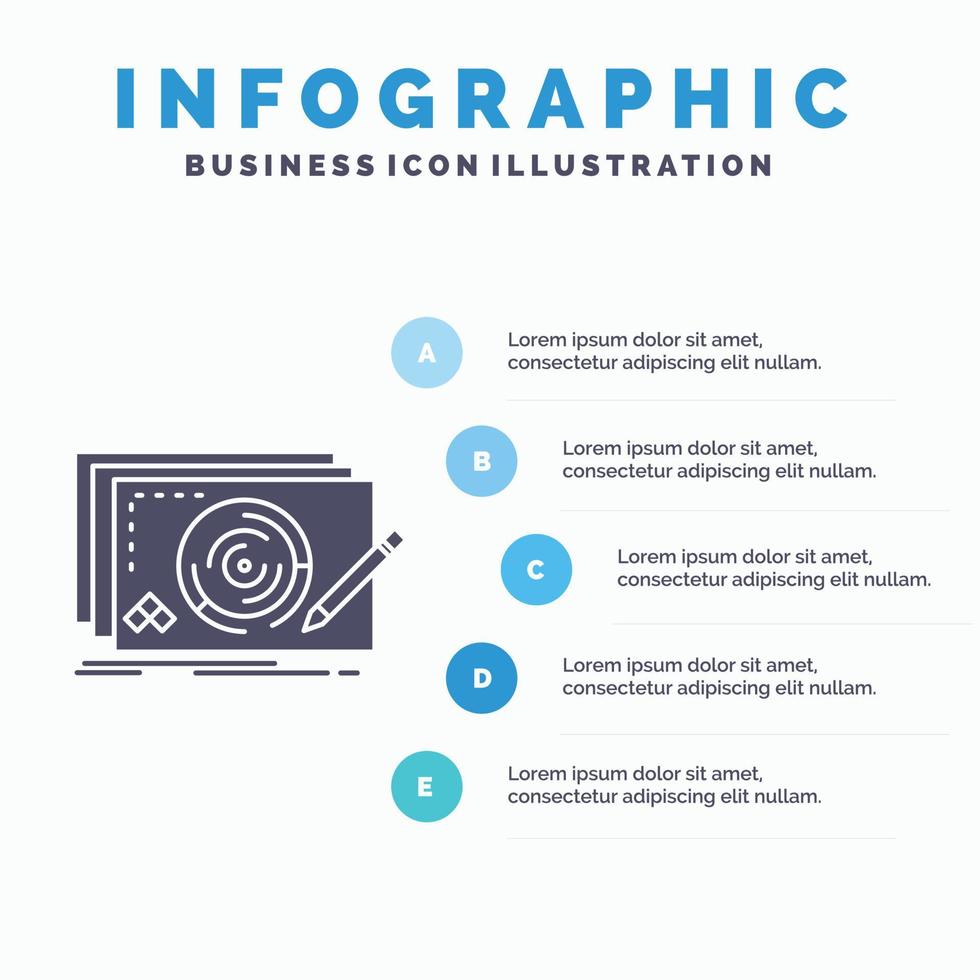 eben. Entwurf. Neu. Komplett. Spiel-Infografik-Vorlage für Website und Präsentation. Glyph graues Symbol mit blauer Infografik-Stil-Vektorillustration. vektor