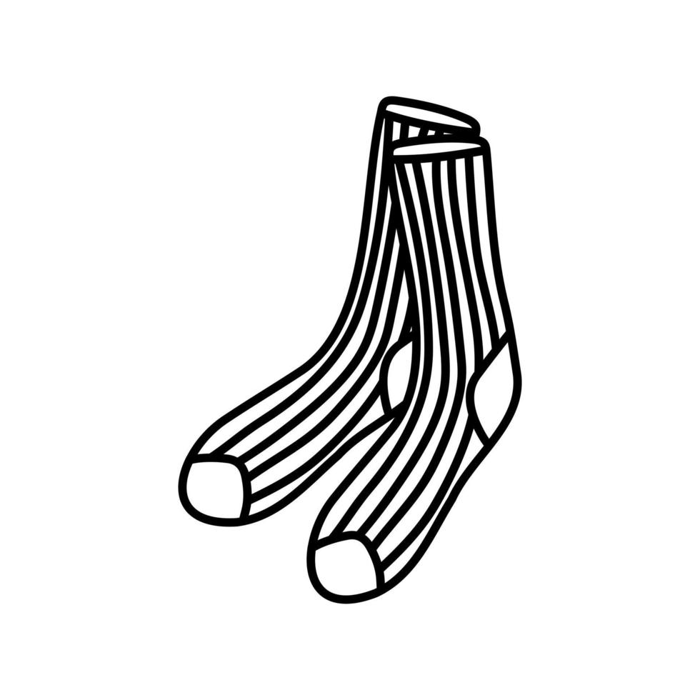 Vektor-Illustration flaches Design Doodle Socken .textile warme Kleidung Socken Paar niedliche Dekoration Wolle Winterkleidung. vektor