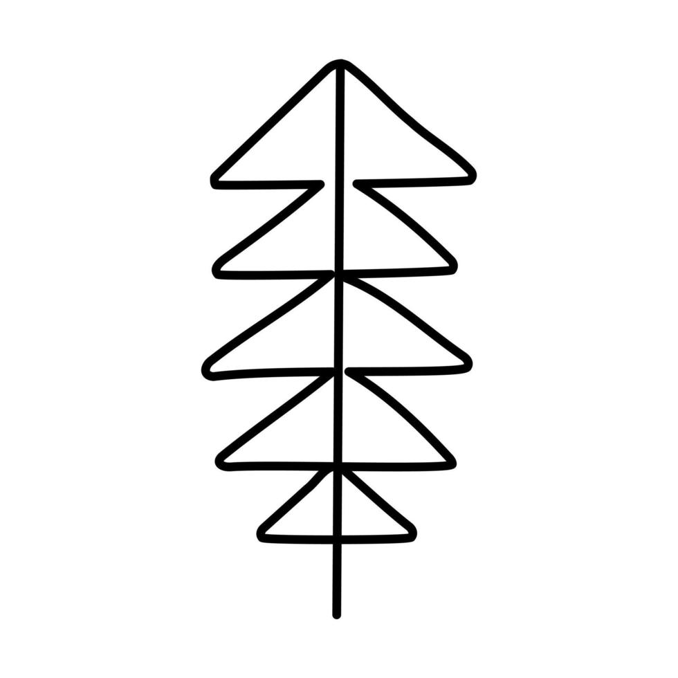 enda hand dragen ny år och xmas klotter träd. vektor illustration för vinter- hälsning kort, affischer, klistermärken och säsong- design.