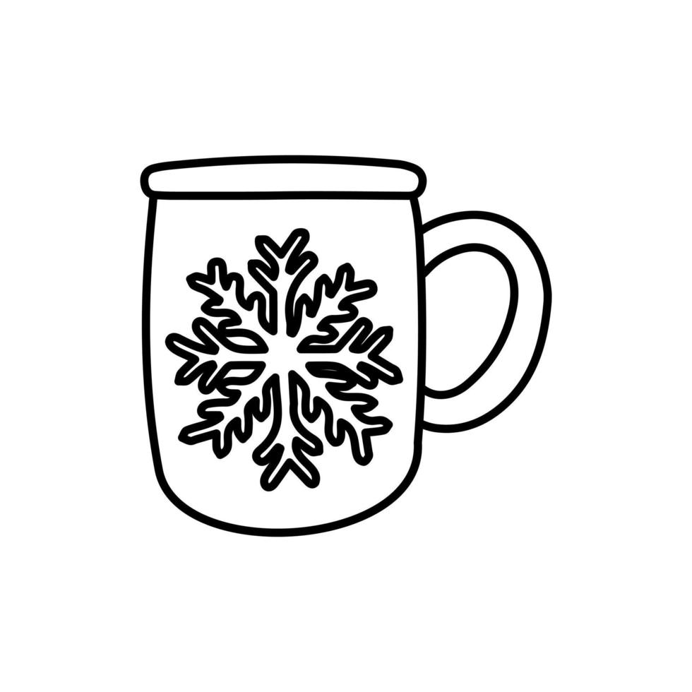 platt vektor klotter illustration av snöflinga kopp.