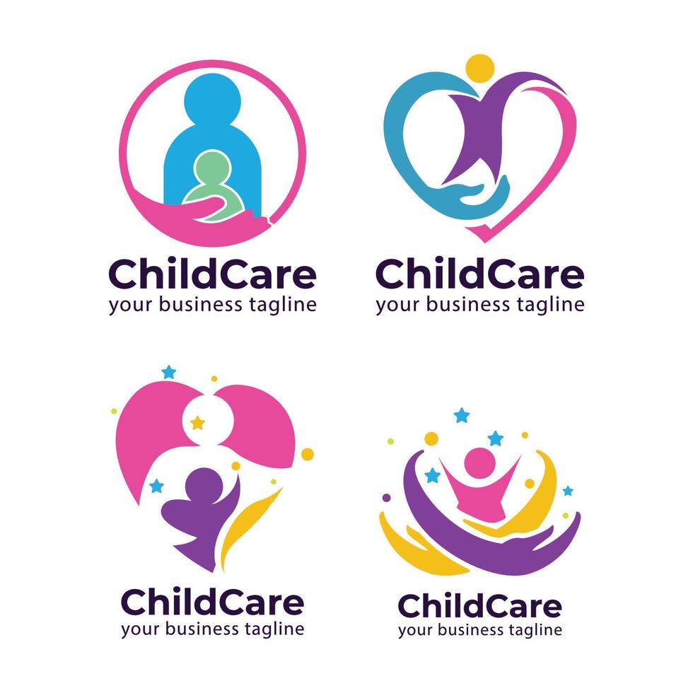 barn vård, barn fundament logotyp design vektor mall