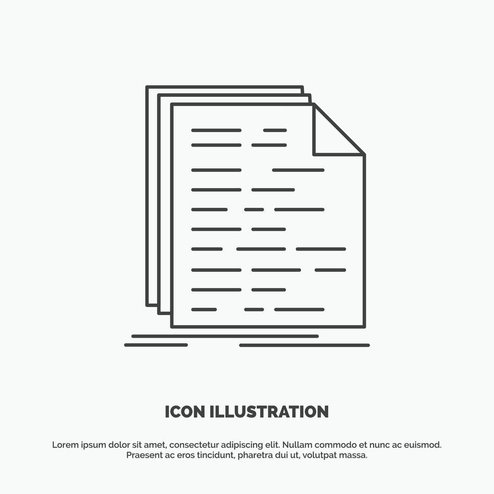 koda. kodning. doc. programmering. manus ikon. linje vektor grå symbol för ui och ux. hemsida eller mobil Ansökan