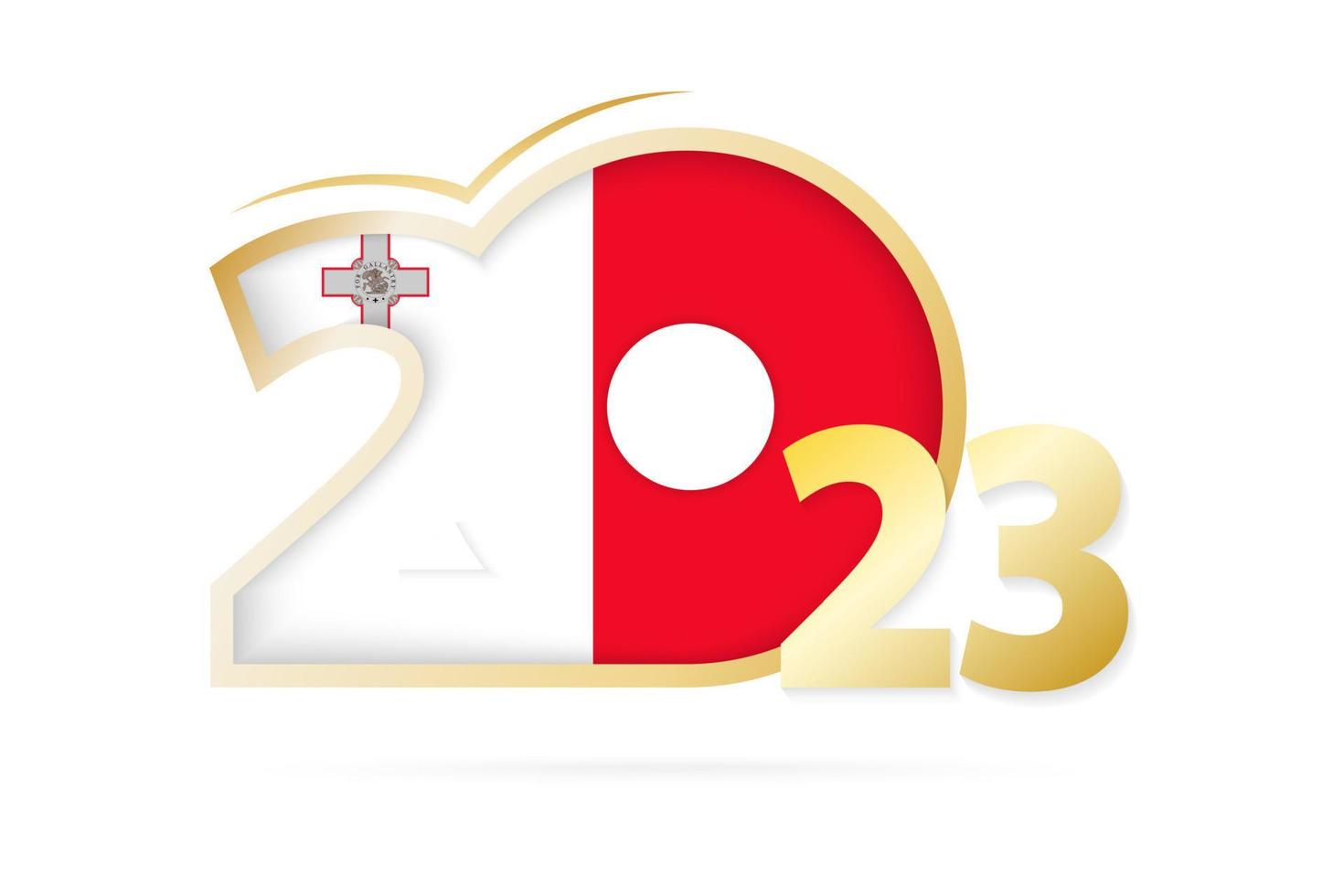 jahr 2023 mit malta flaggenmuster. vektor