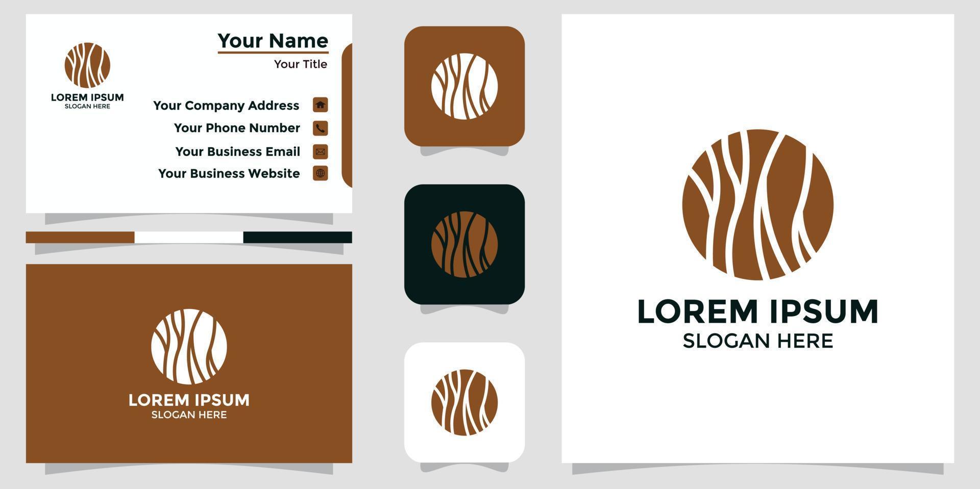 Holzdesign-Logo und Branding-Karte vektor