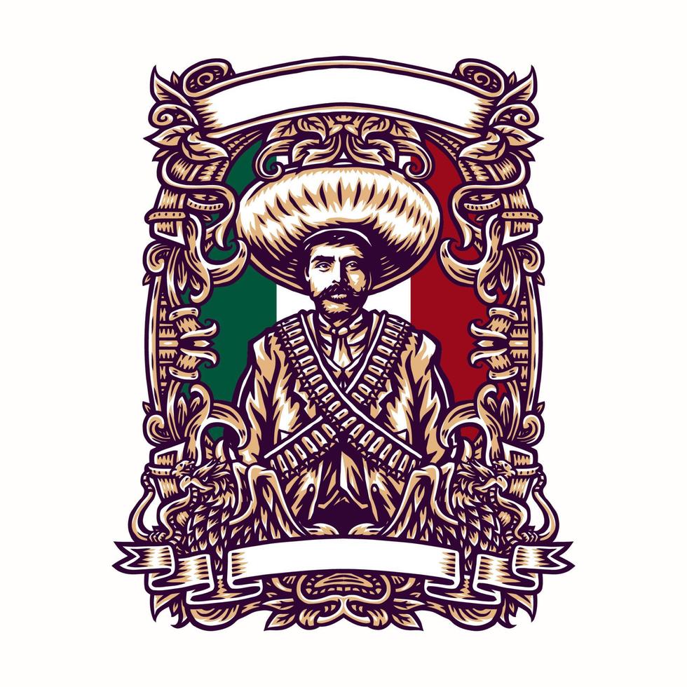 emiliano zapata Mexiko, vektor illustration