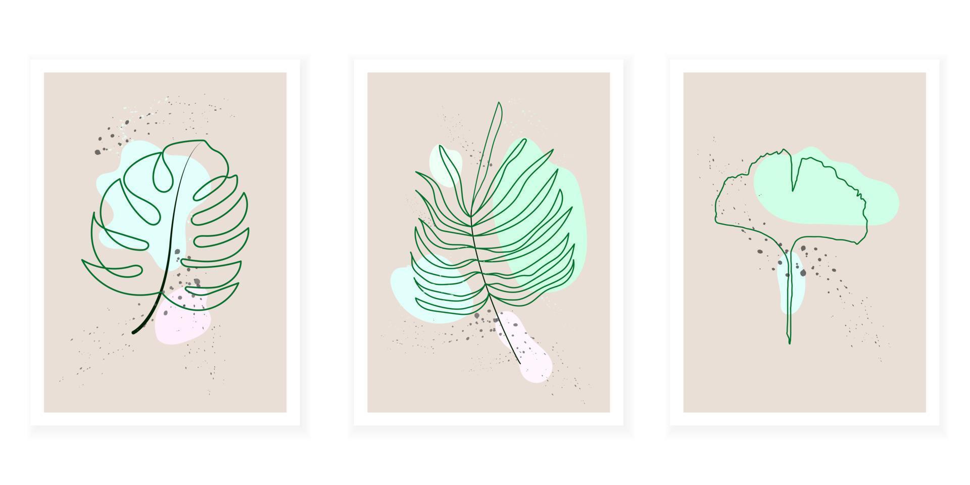 tropische grüne botanische Blattkunstillustration ist Vektor mit abstrakten Formen, die als Wandbild oder Tapete verwendet werden können.