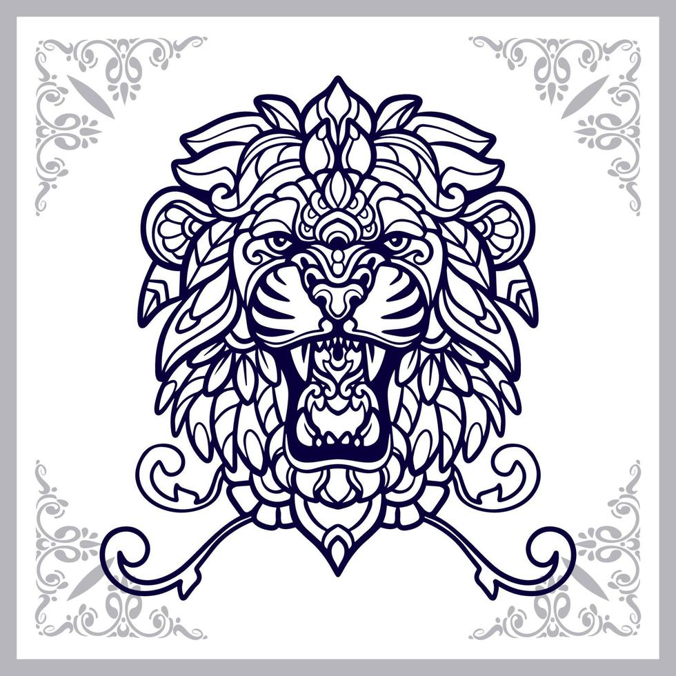 lejon huvud mandala konst isolerat på vit bakgrund vektor