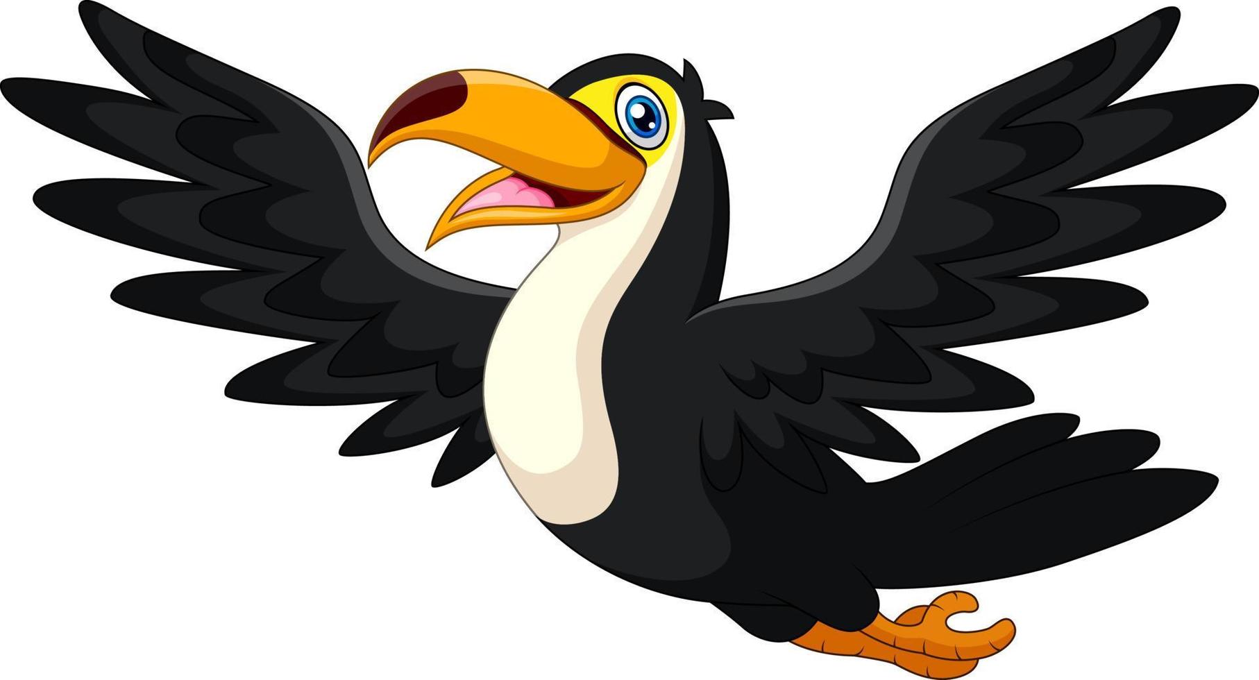 söt tecknad serie toucan är flygande vektor