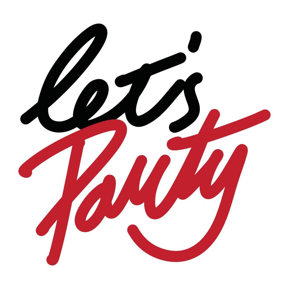 Lets Party Word Text Illustration Hand gezeichnet für Aufkleber und Design-Element vektor