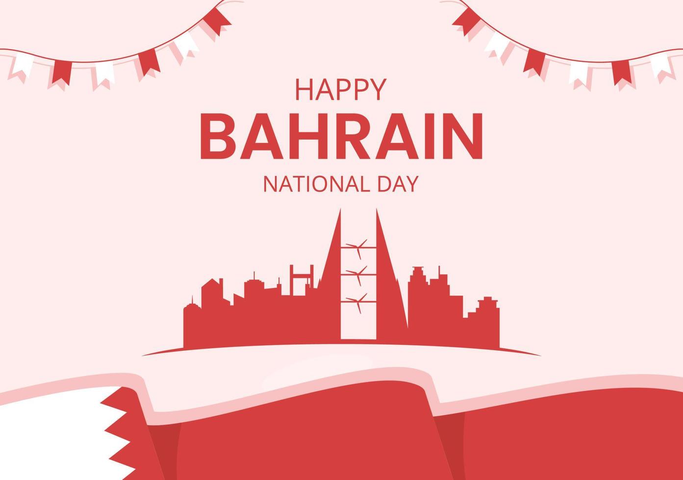 bahrain nationaltag oder unabhängigkeitsvorlage handgezeichnete cartoon flache illustration mit gewellter flagge am 16. dezember patriotisches feiertagsdesign vektor