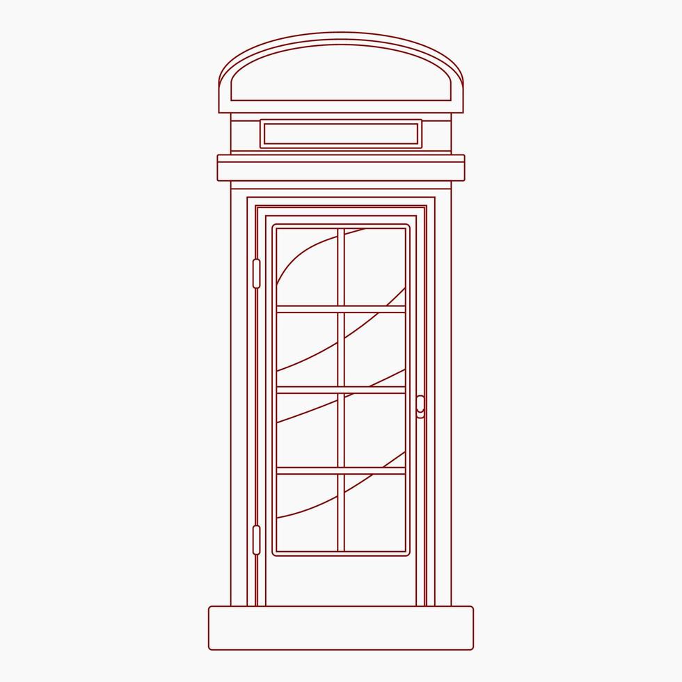 redigerbar typisk traditionell engelsk telefon bås i översikt stil vektor illustration för England kultur tradition och historia relaterad design