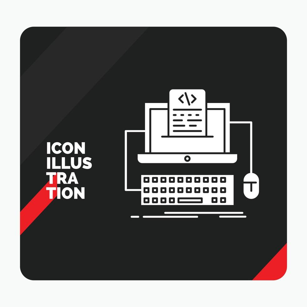 röd och svart kreativ presentation bakgrund för koda. kodning. dator. monoblock. skärm glyf ikon vektor