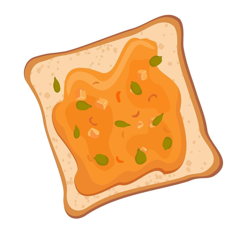 süßer Toast mit Kürbis oder Orangenmarmelade mit Kürbiskernen. vektor