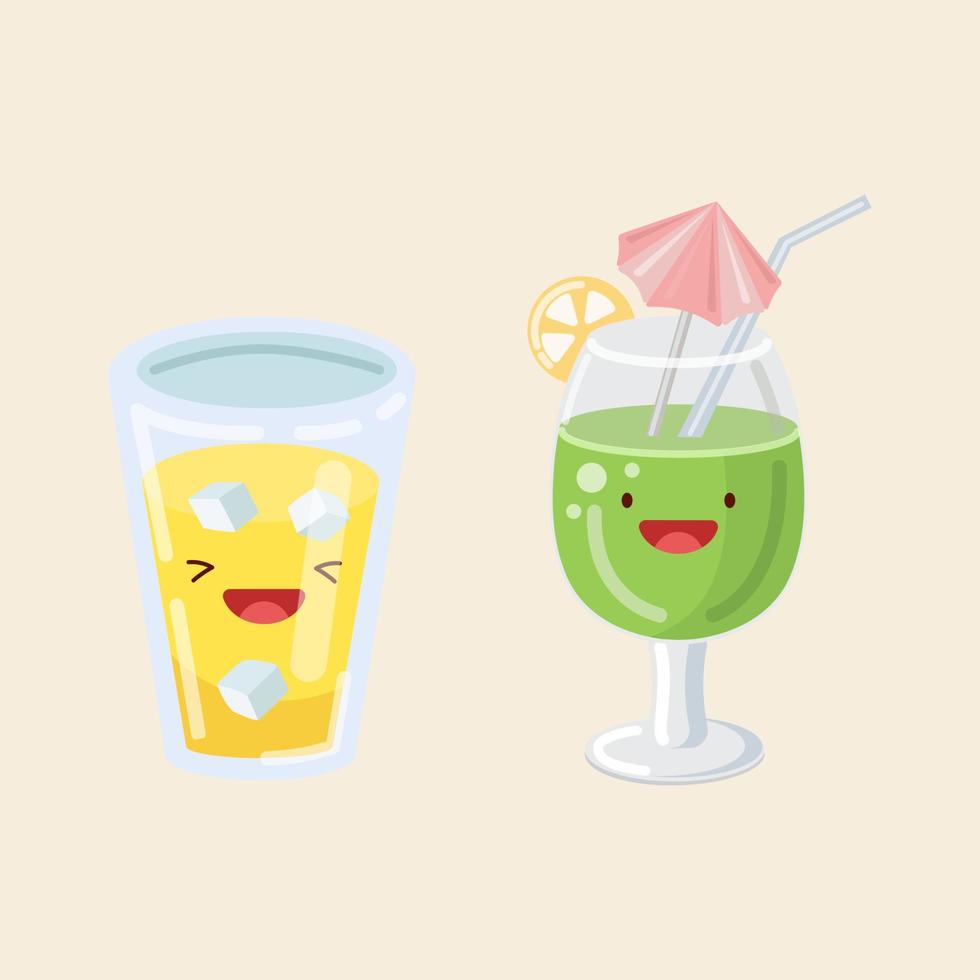 cocktail, juice med is. vektor ikon söt illustration. klistermärke söt tecknad serie logotyper. dryck begrepp. platt tecknad serie stil lämplig för webb landning sida, baner, klistermärke.