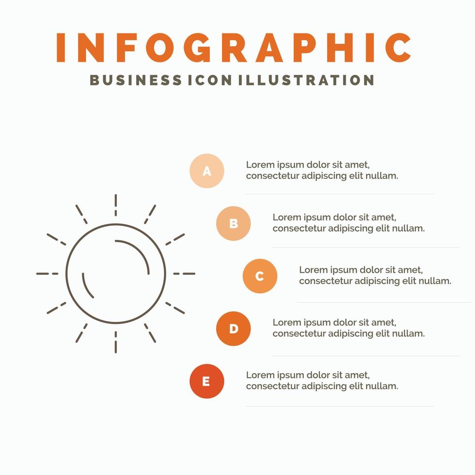 Sonne. Wetter. Sonnenuntergang. Sonnenaufgang. Sommer-Infografik-Vorlage für Website und Präsentation. Linie graues Symbol mit orangefarbener Infografik-Stil-Vektorillustration vektor