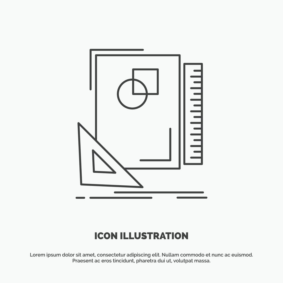 design. layout. sida. skiss. skiss ikon. linje vektor grå symbol för ui och ux. hemsida eller mobil Ansökan