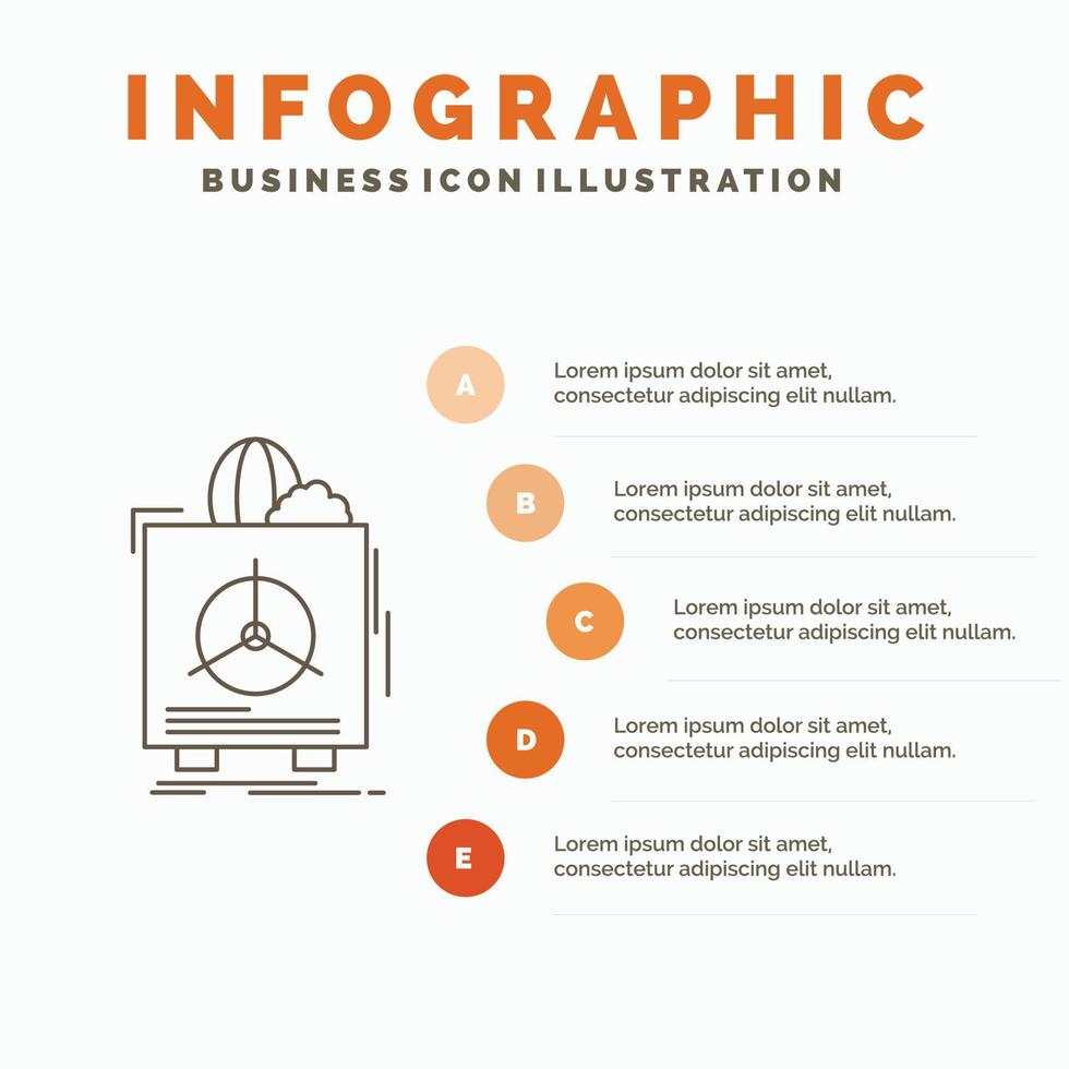 försäkring. ömtålig. produkt. garanti. hälsa infographics mall för hemsida och presentation. linje grå ikon med orange infographic stil vektor illustration