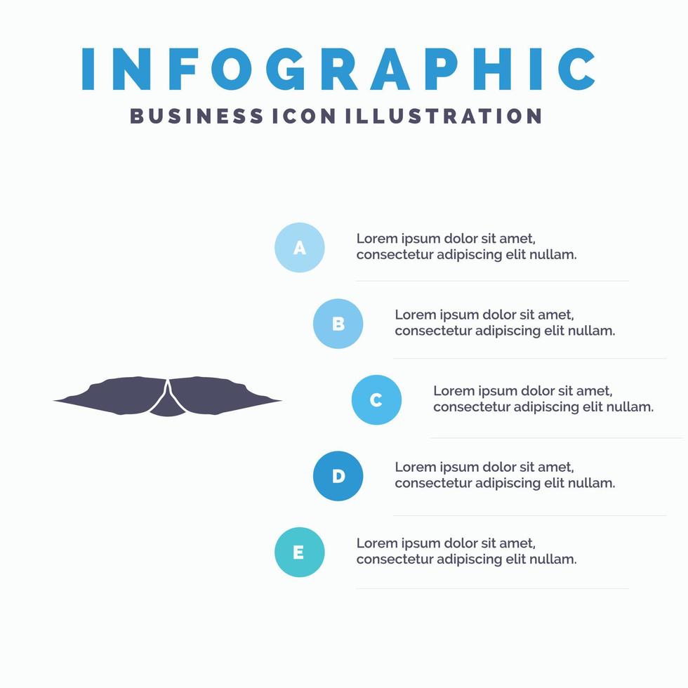 mustasch. hipster. flyttar. manlig. män infographics mall för hemsida och presentation. glyf grå ikon med blå infographic stil vektor illustration.