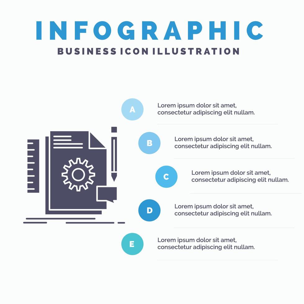 kreativ. Entwurf. sich entwickeln. Rückmeldung. Support-Infografik-Vorlage für Website und Präsentation. Glyph graues Symbol mit blauer Infografik-Stil-Vektorillustration. vektor