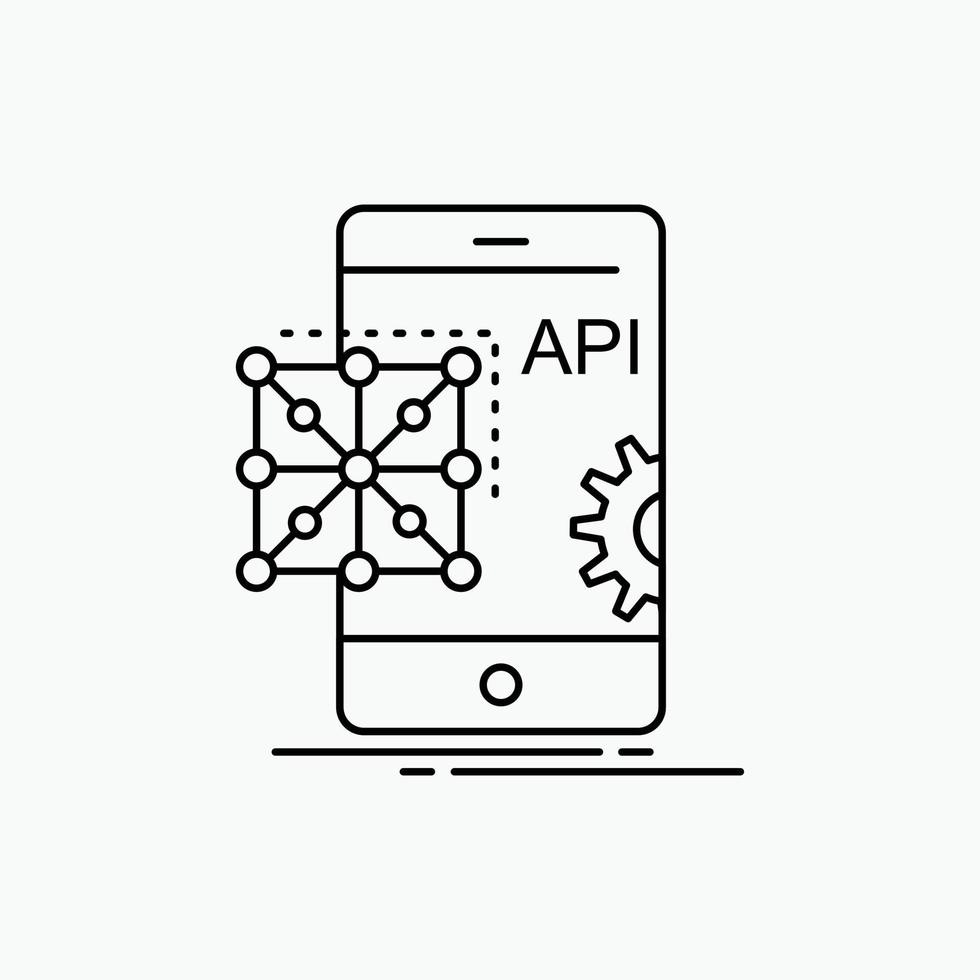 api. Ansökan. kodning. utveckling. mobil linje ikon. vektor isolerat illustration