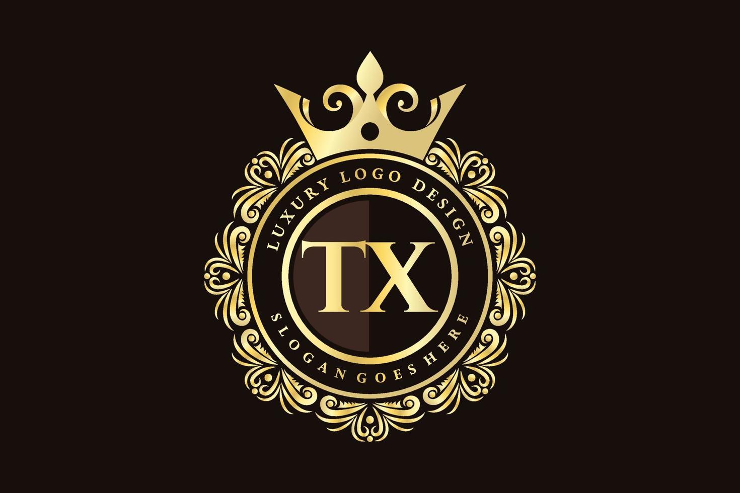 tx första brev guld calligraphic feminin blommig hand dragen heraldisk monogram antik årgång stil lyx logotyp design premie vektor