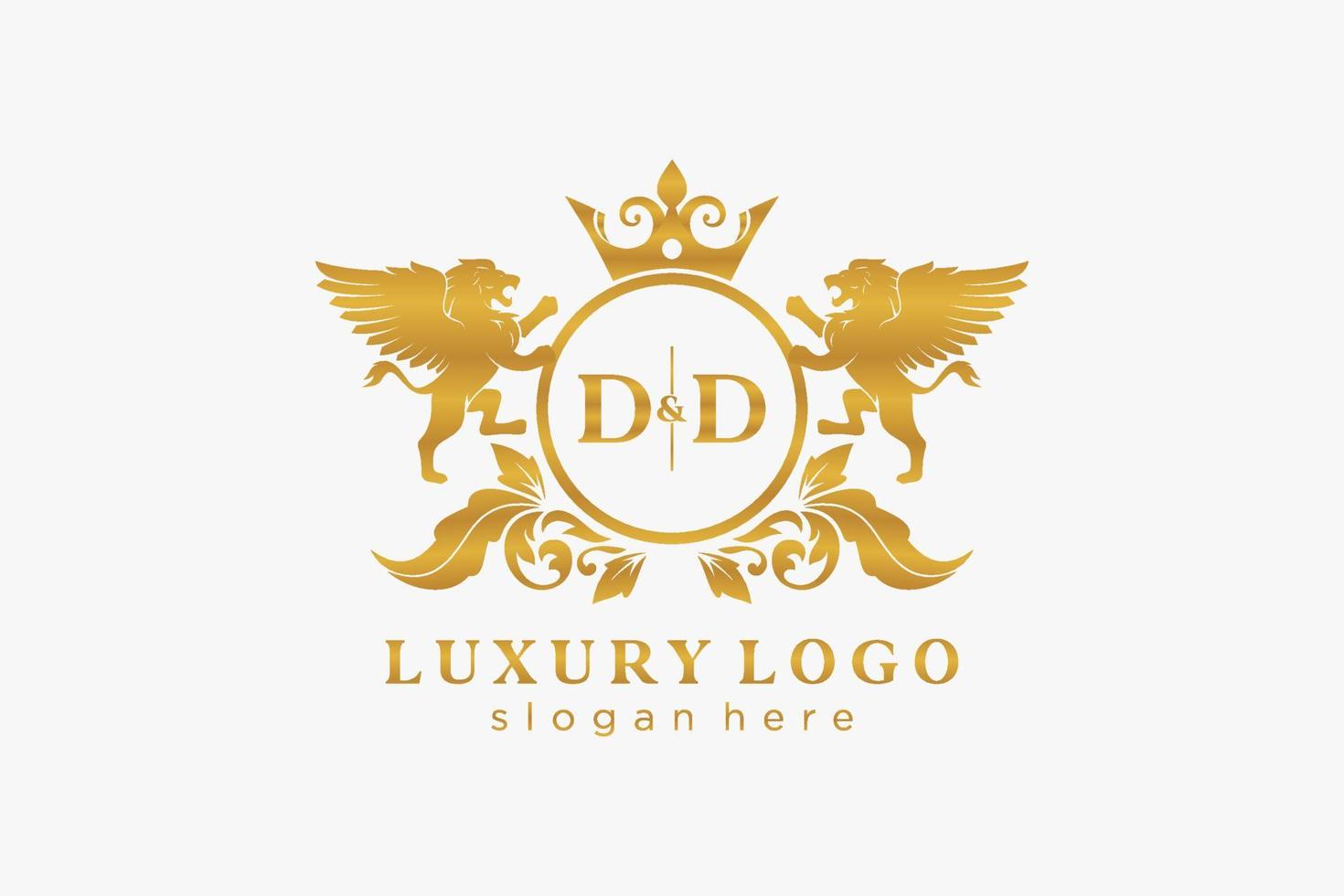Initial dd Letter Lion Royal Luxury Logo Vorlage in Vektorgrafiken für Restaurant, Lizenzgebühren, Boutique, Café, Hotel, Heraldik, Schmuck, Mode und andere Vektorillustrationen. vektor