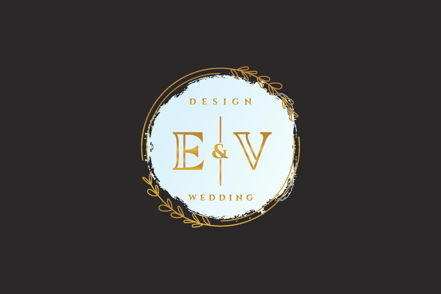 anfängliches ev-schönheitsmonogramm und elegantes logo-design handschriftlogo der ersten unterschrift, hochzeit, mode, blumen und botanik mit kreativer vorlage. vektor